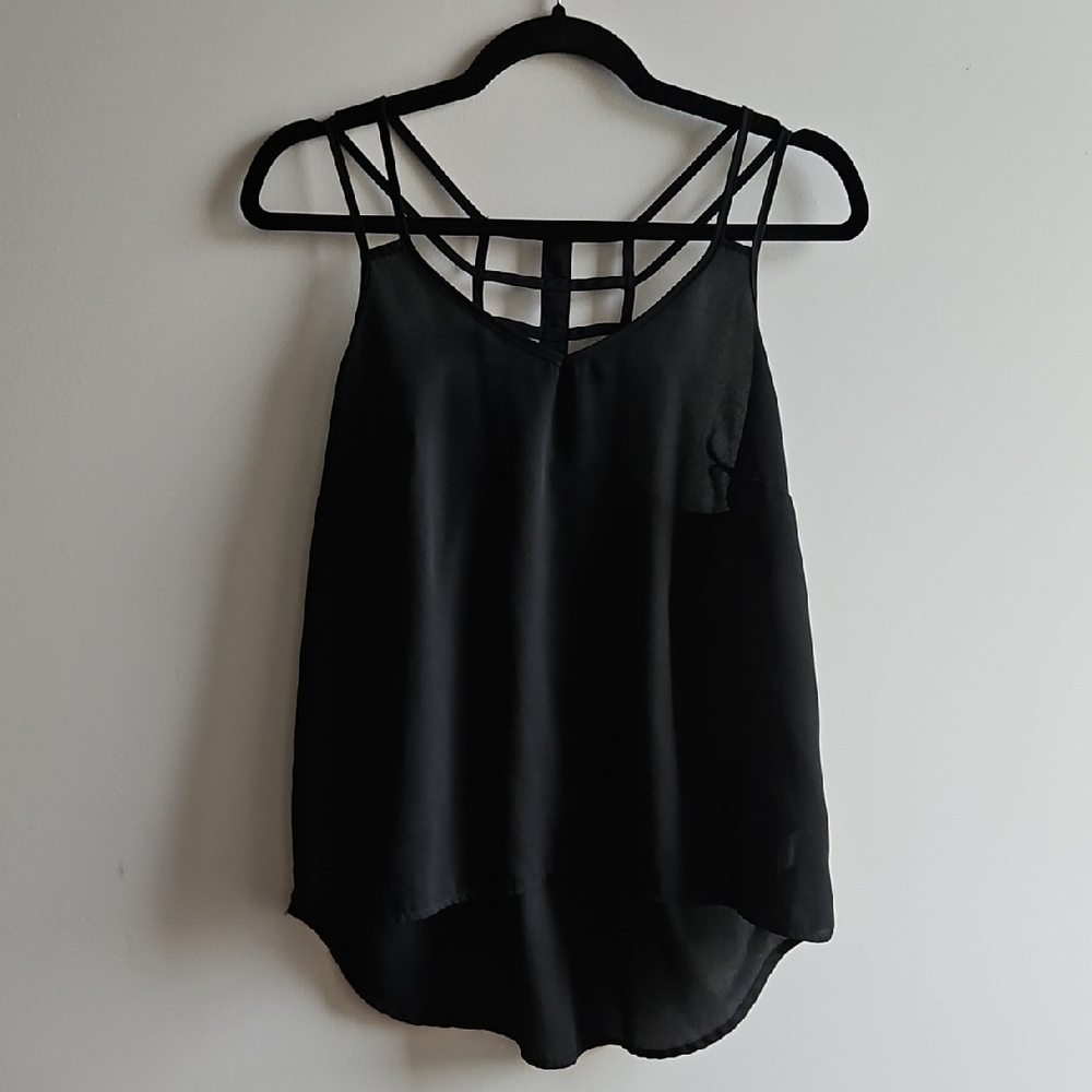 2/$20 Candy Couture - Elegant Black Strappy Women's Top - Size Small